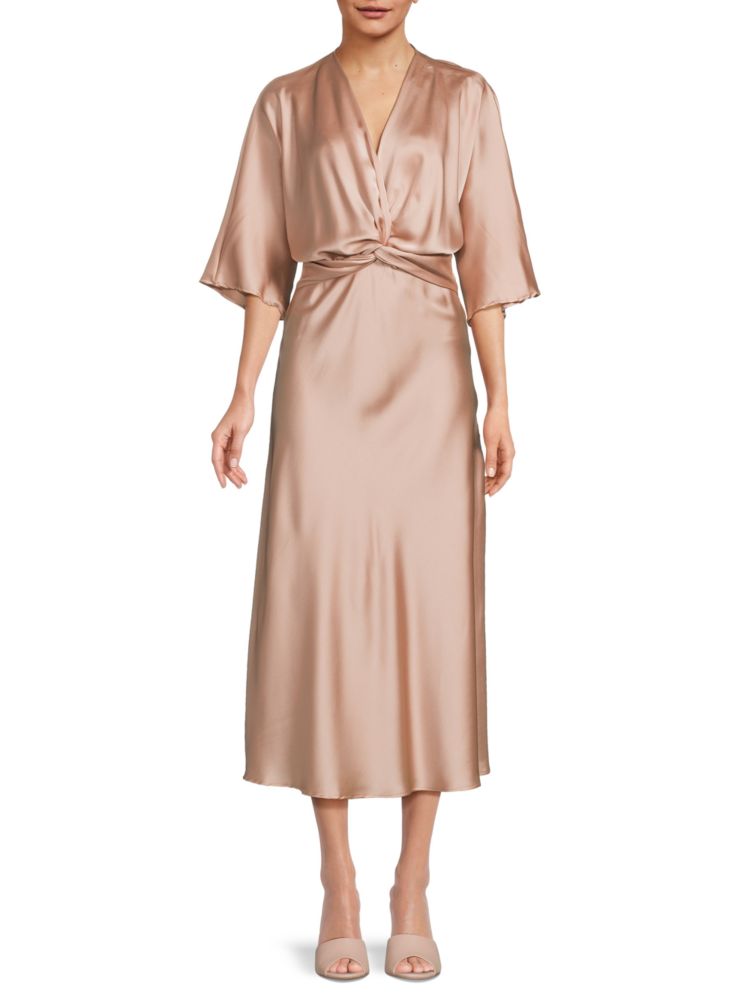 Renee C. Weave Satin Midi Dress in Rose