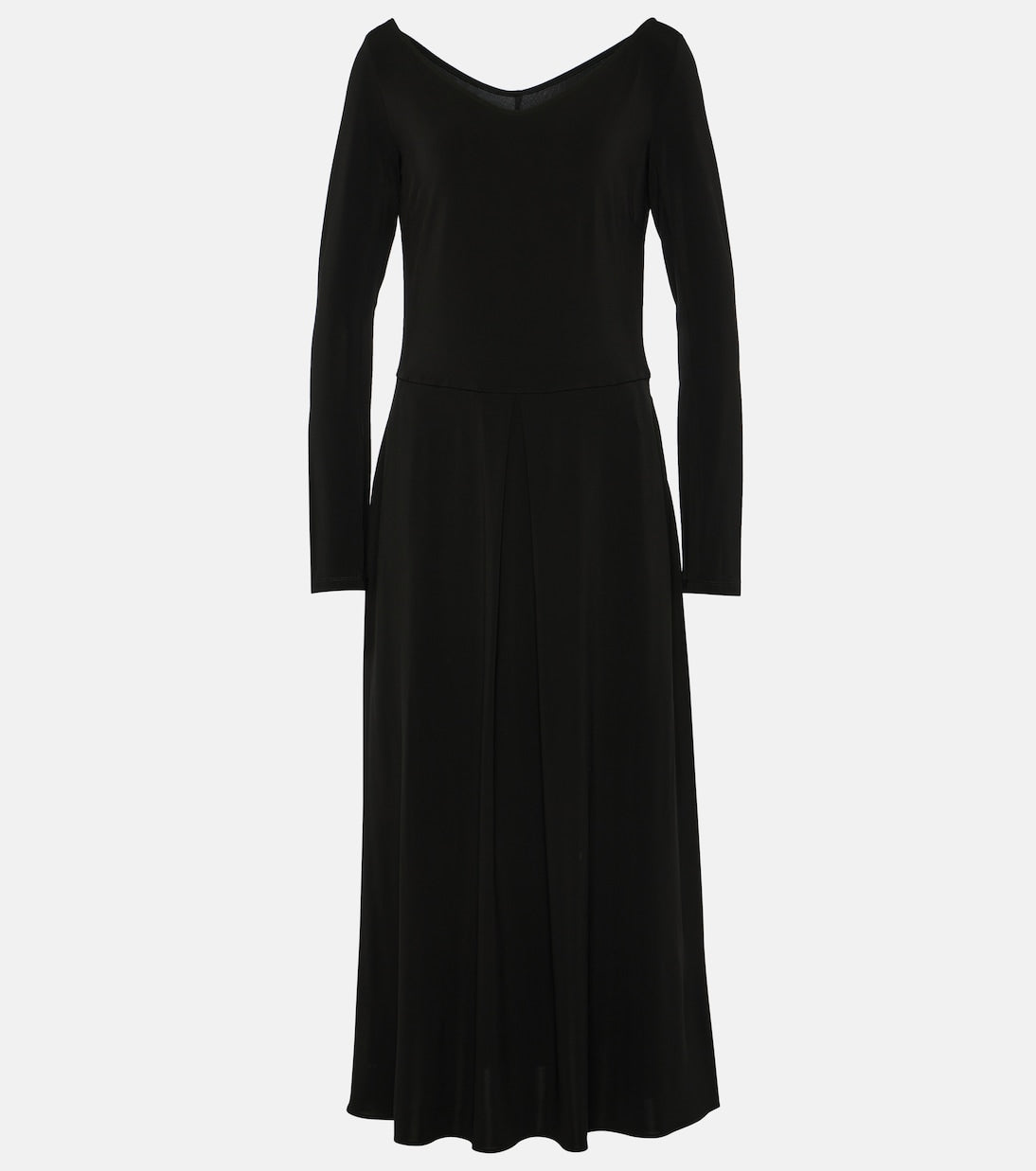 Valdo Max Mara Pleated Jersey Maxi Dress, Black