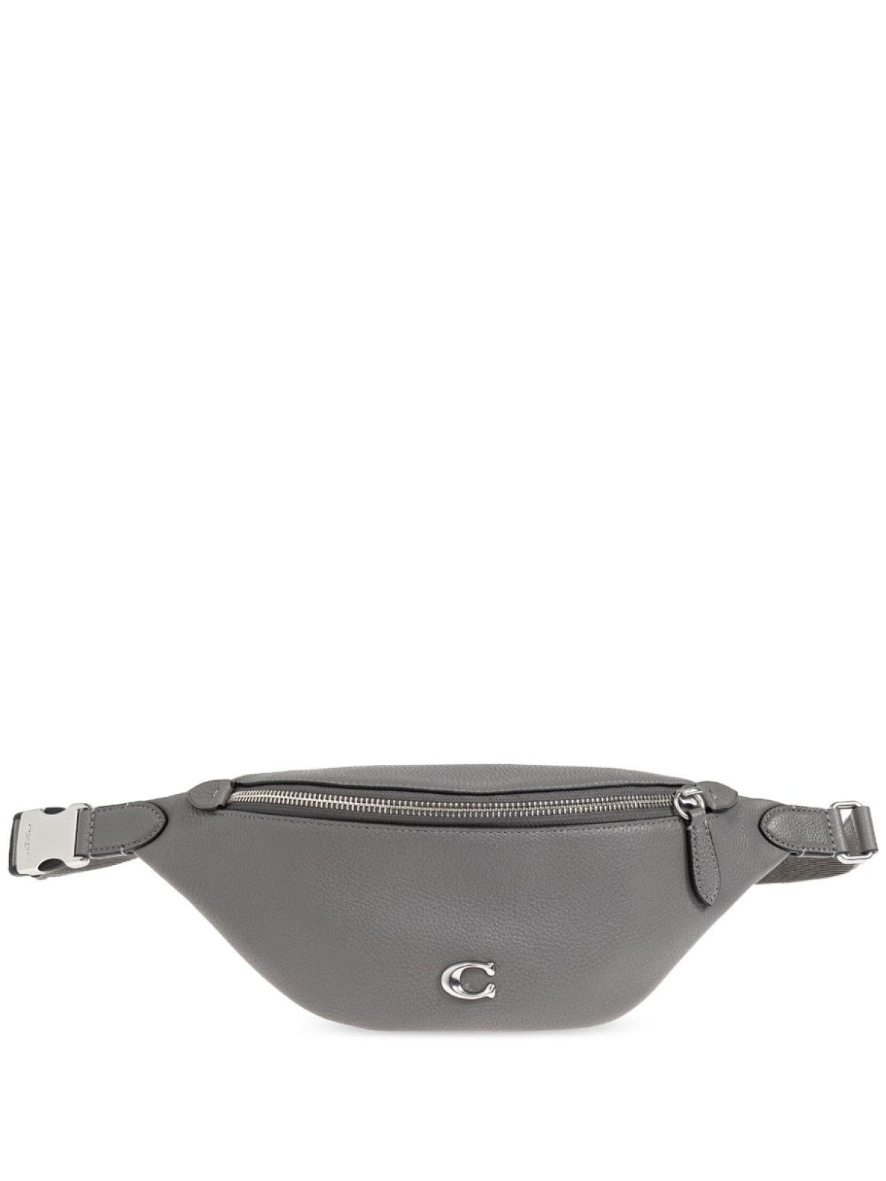 Coach Logo Leather Belt Bag, Grey