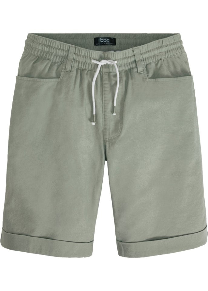 Bpc Bonprix Collection Linen Blend Slip-On Shorts, Regular Fit, Green