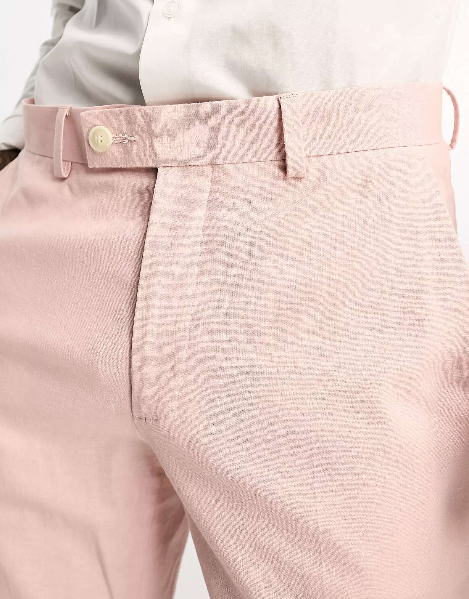 ASOS Super Skinny Linen Pants in Pastel Pink