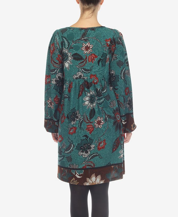 Women's White Mark Paisley Embroidered Sweater Dress, Teal