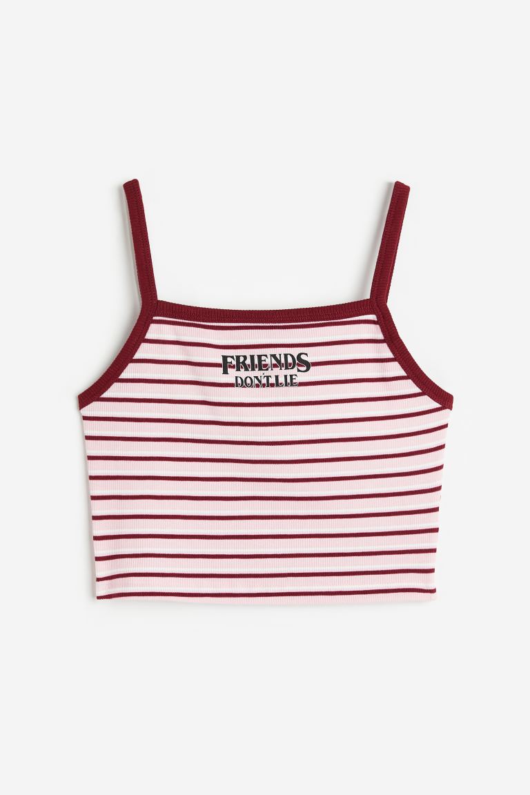 H&M Stranger Things Printed Camisole Top, light pink/burgundy