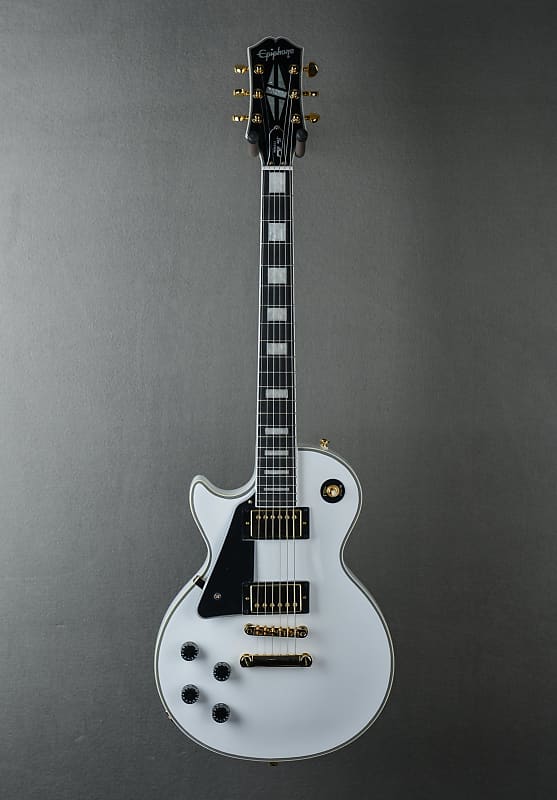 جيتار كهربائي Epiphone Les Paul مخصص لليد اليسرى - أبيض جبال الألب