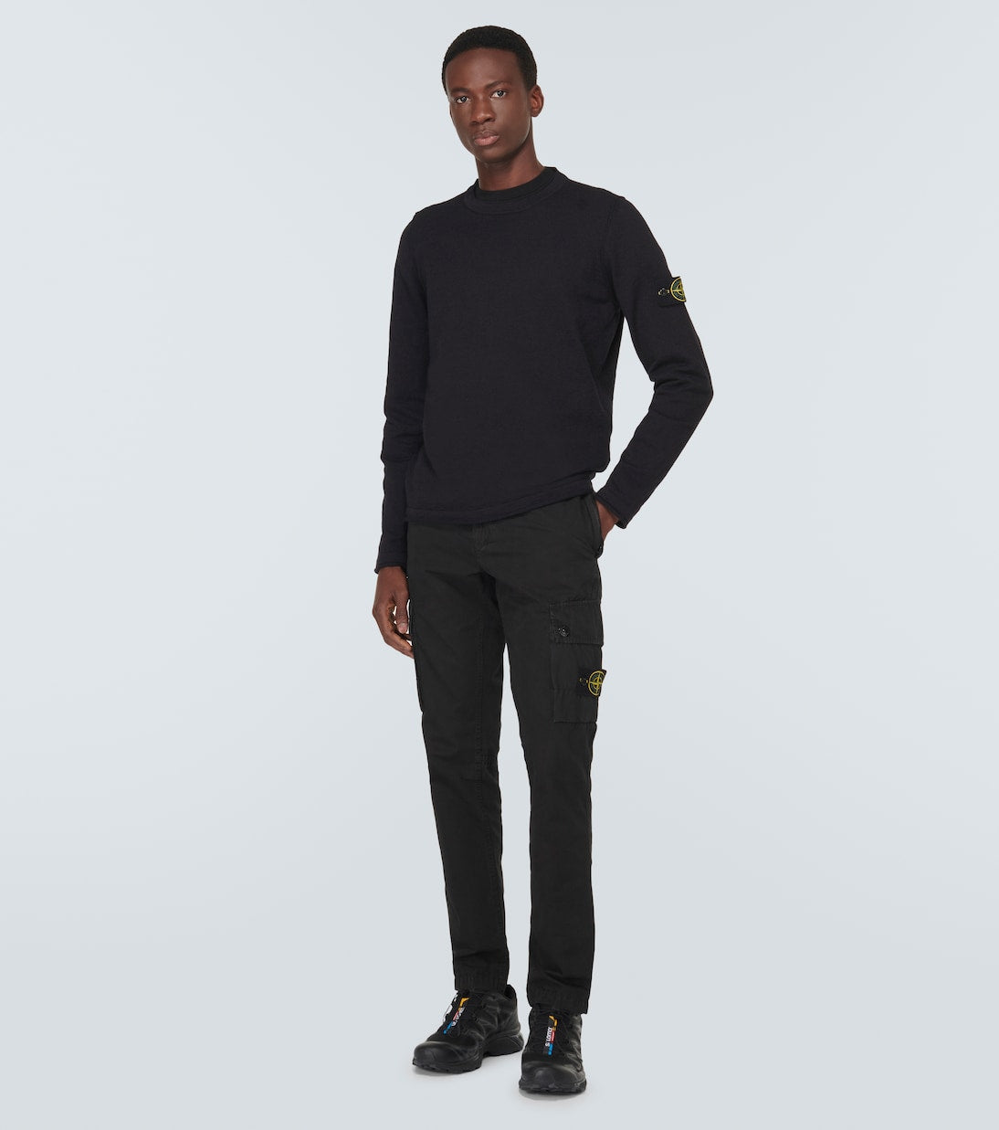 Stone Island Cotton Blend Sweater, Black