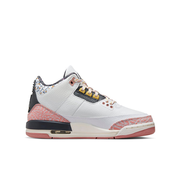 حذاء رياضي (GS) Air Jordan 3 Retro 'Vintage Floral'، أبيض