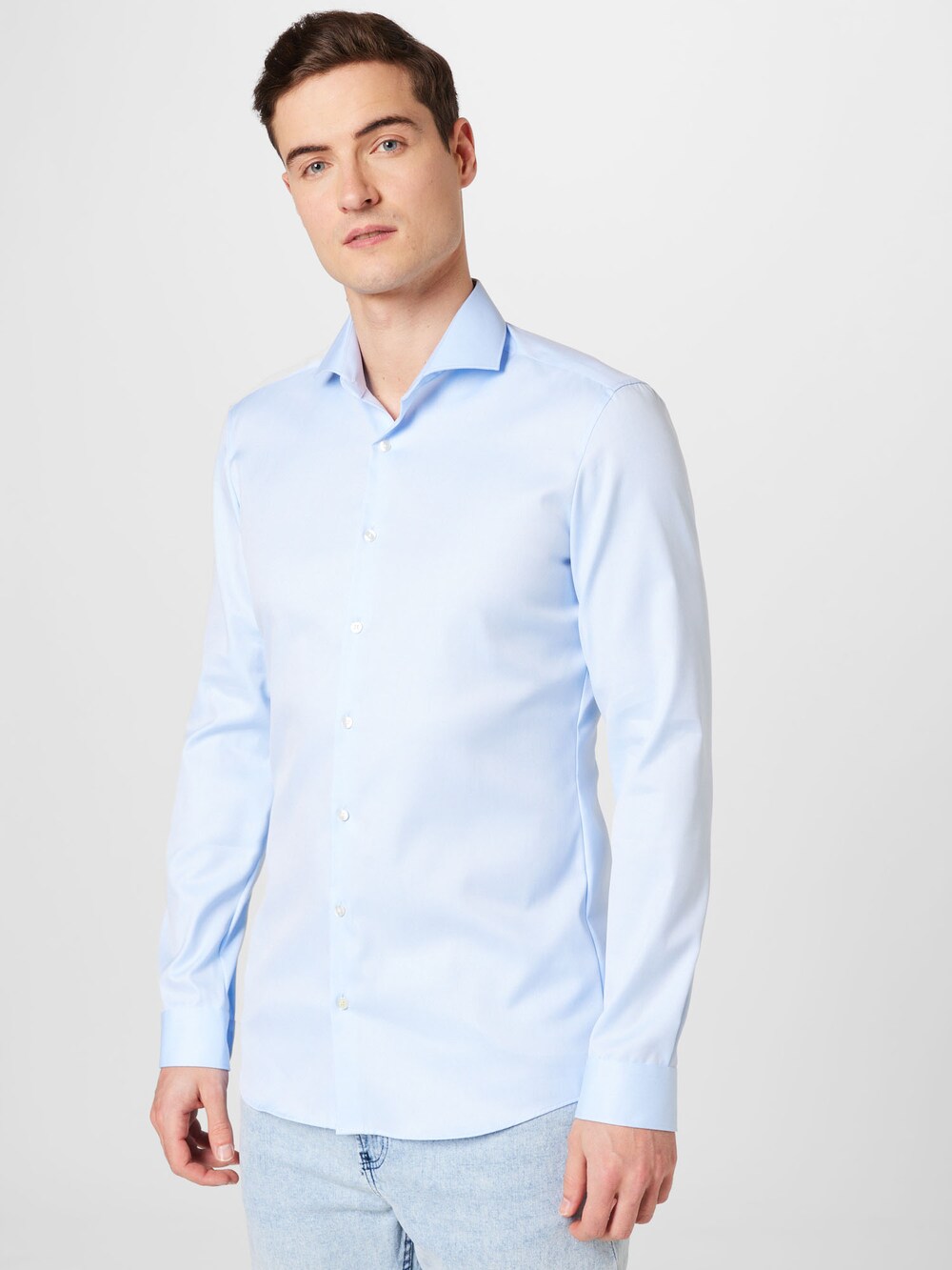 Slim fit button down shirt Eterna, light blue