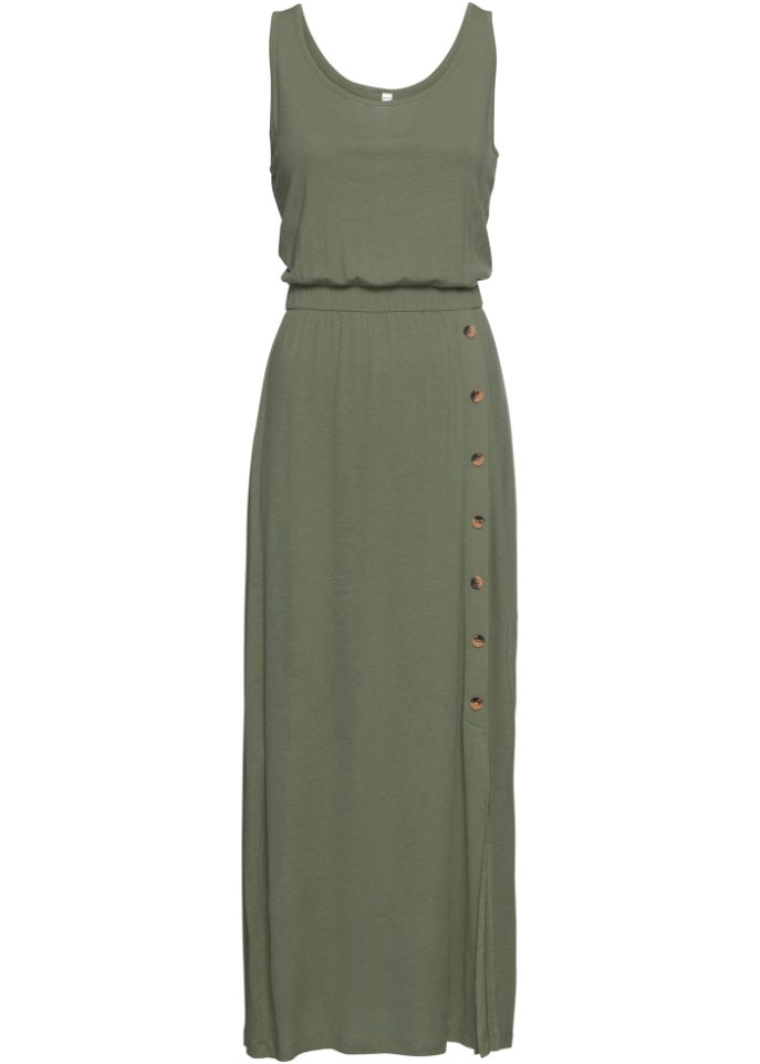 Rainbow Button Maxi Dress, Green