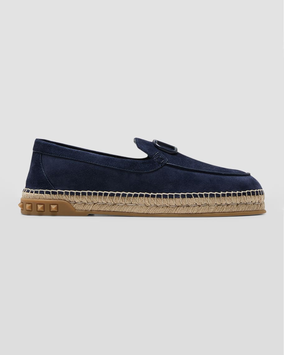 Valentino Garavani Men's Leather Espadrilles with VLogo Logo