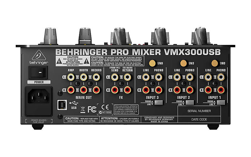 Mixer Behringer Pro Mixer VMX300USB 3-channel DJ Mixer