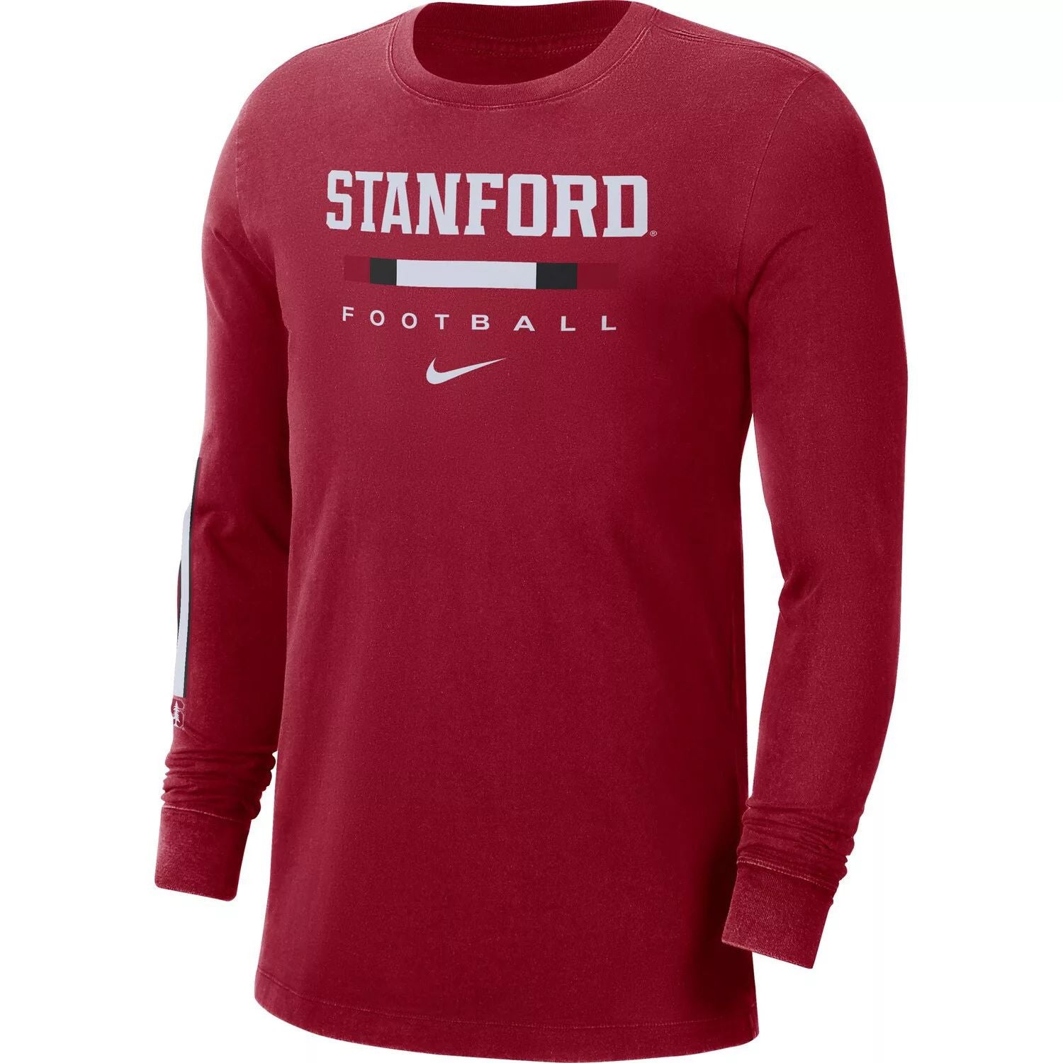 تي شيرت رجالي بأكمام طويلة من نايكي مطبوع عليه كلمة Cardinal Stanford Cardinal Word