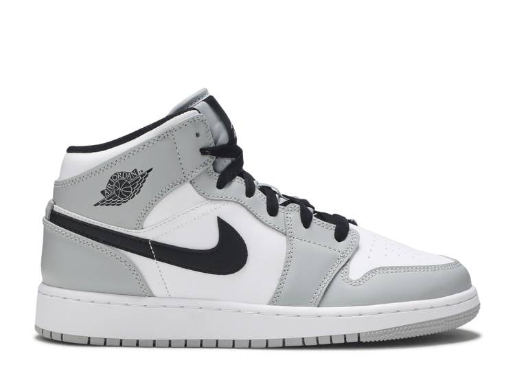 حذاء رياضي AIR JORDAN 1 MID GS 'LIGHT SMOKE GRAY'، رمادي