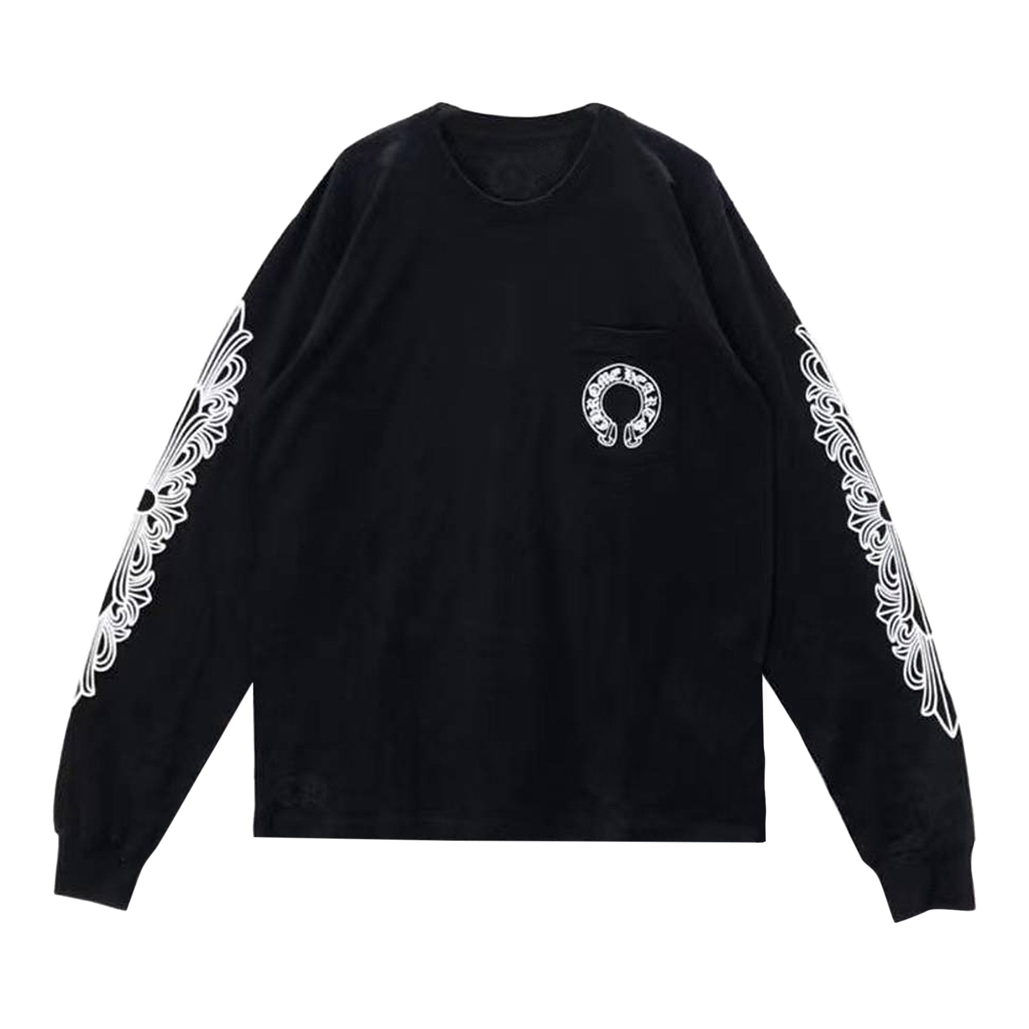 Chrome Hearts Horseshoe Long Sleeve T-Shirt, Black/White