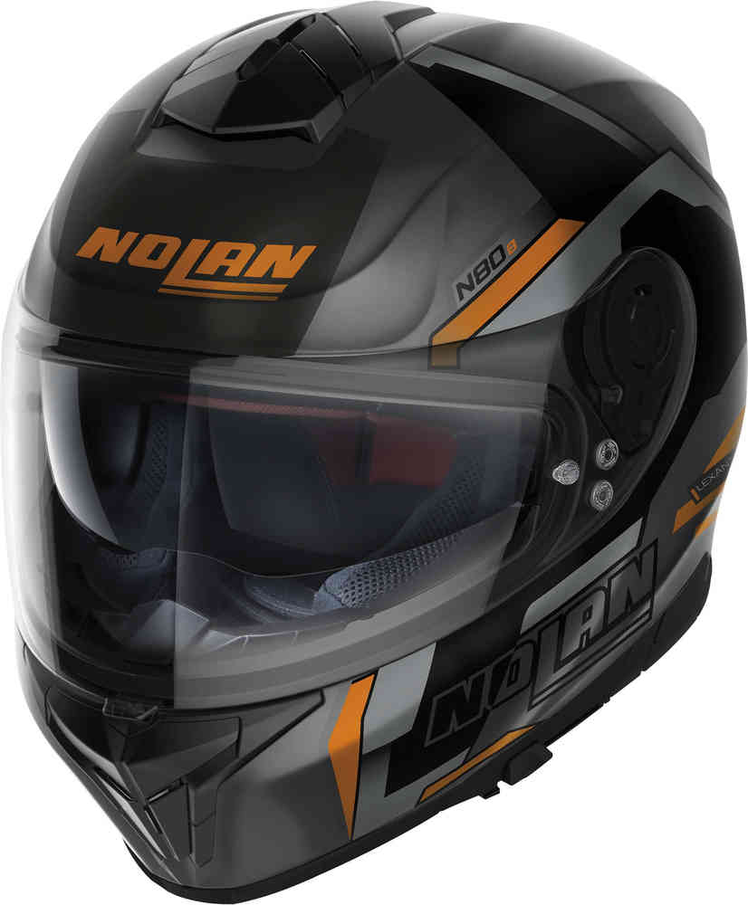 N80-8 Wanted N-Com Nolan Helmet, Black/Grey/Orange