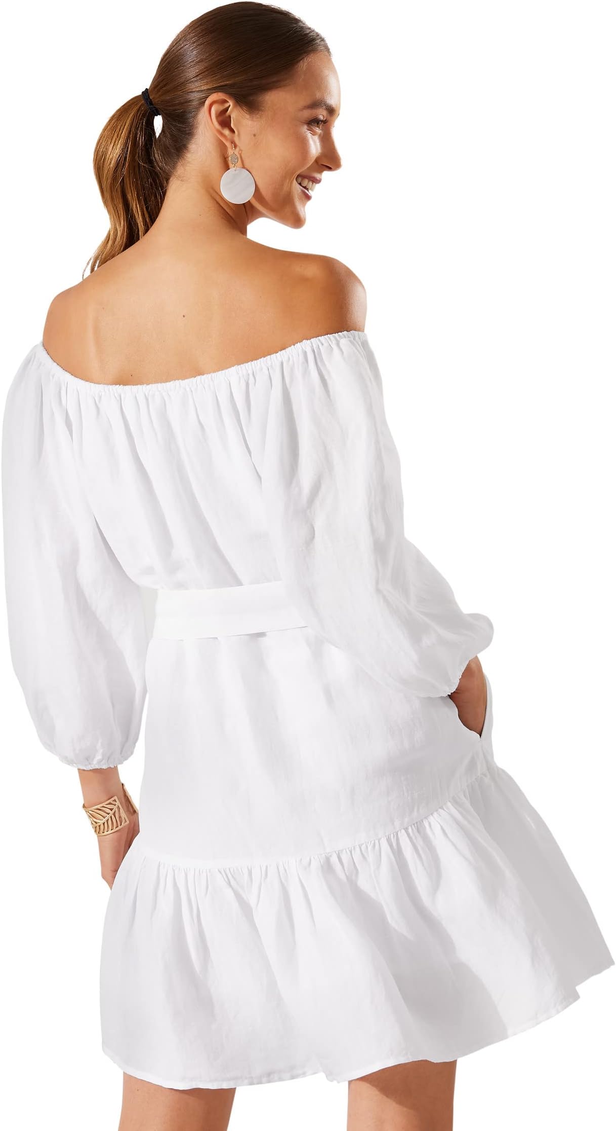 St. Tiered Off Shoulder Dress Lucia Tommy Bahama, white