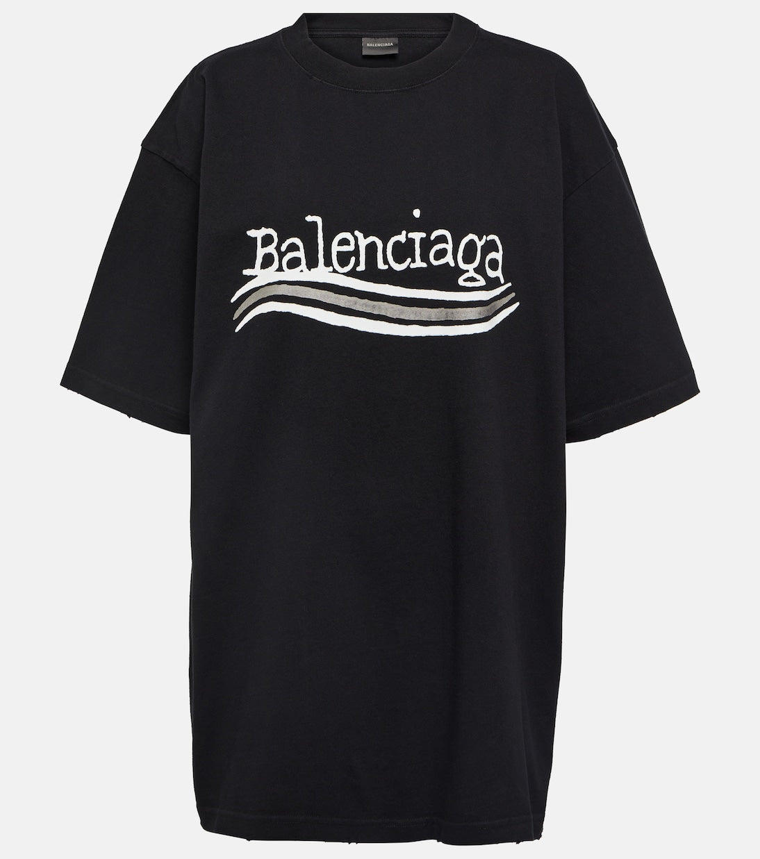 تي شيرت جيرسي قطني بشعار Balenciaga، أسود