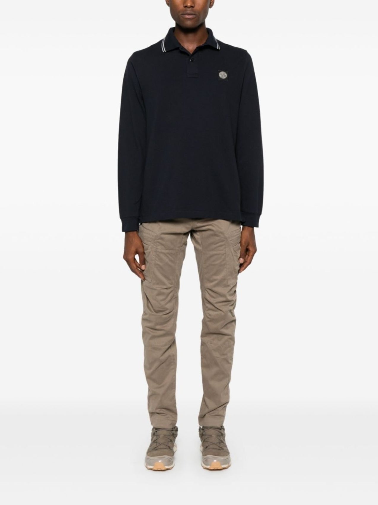 Stone Island Long Sleeve Polo Shirt Blue