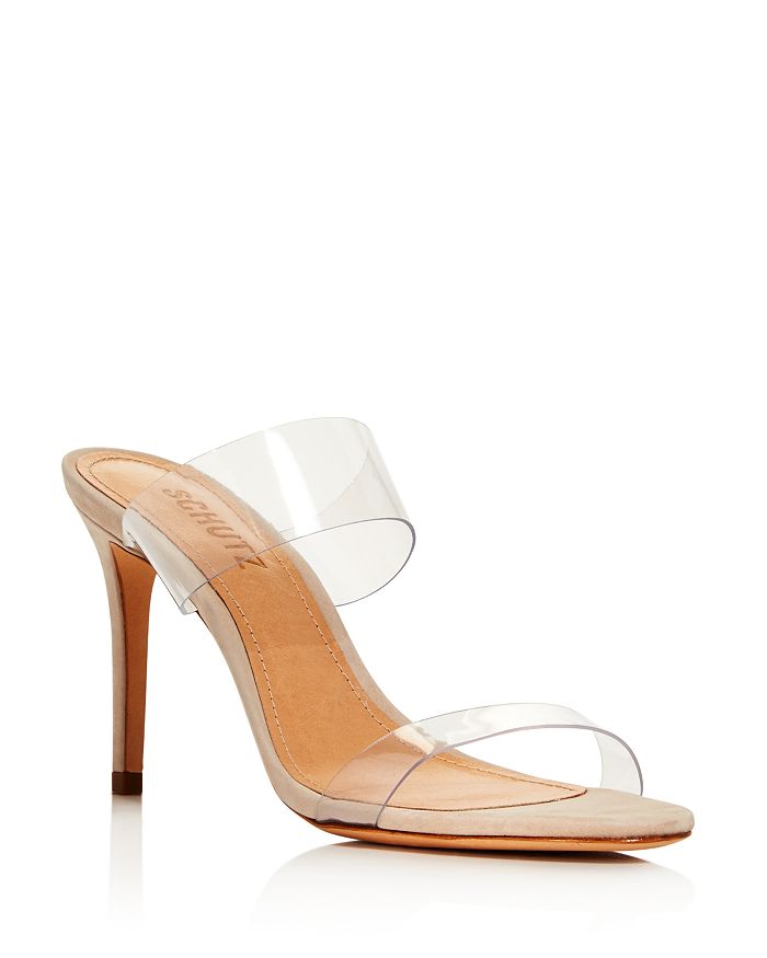 SCHUTZ Women's Ariella Clear Strap High Heel Slides