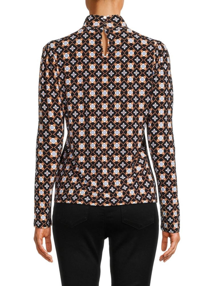 Tommy Hilfiger Geometric Mandarin Top in Midnight Multi