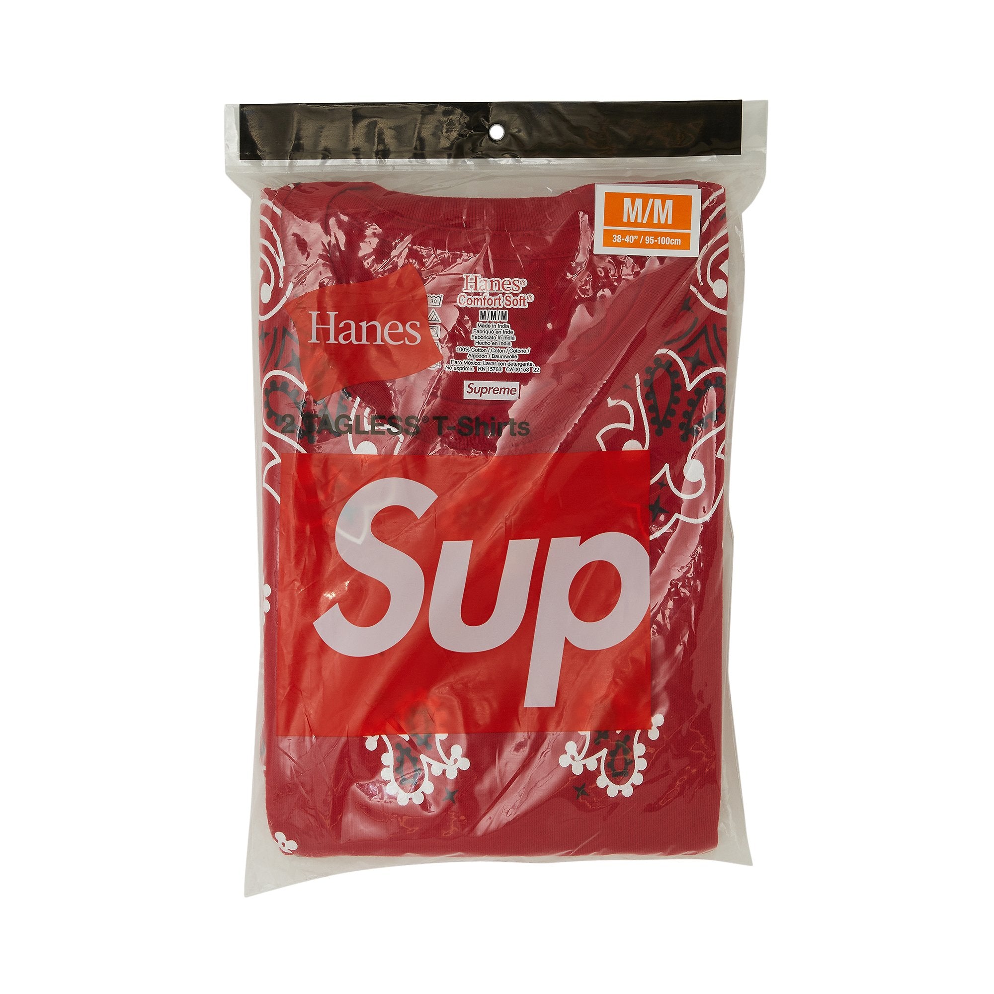 تي شيرت Supreme x Hanes Tagless Bandana (قطعتان) باللون الأحمر