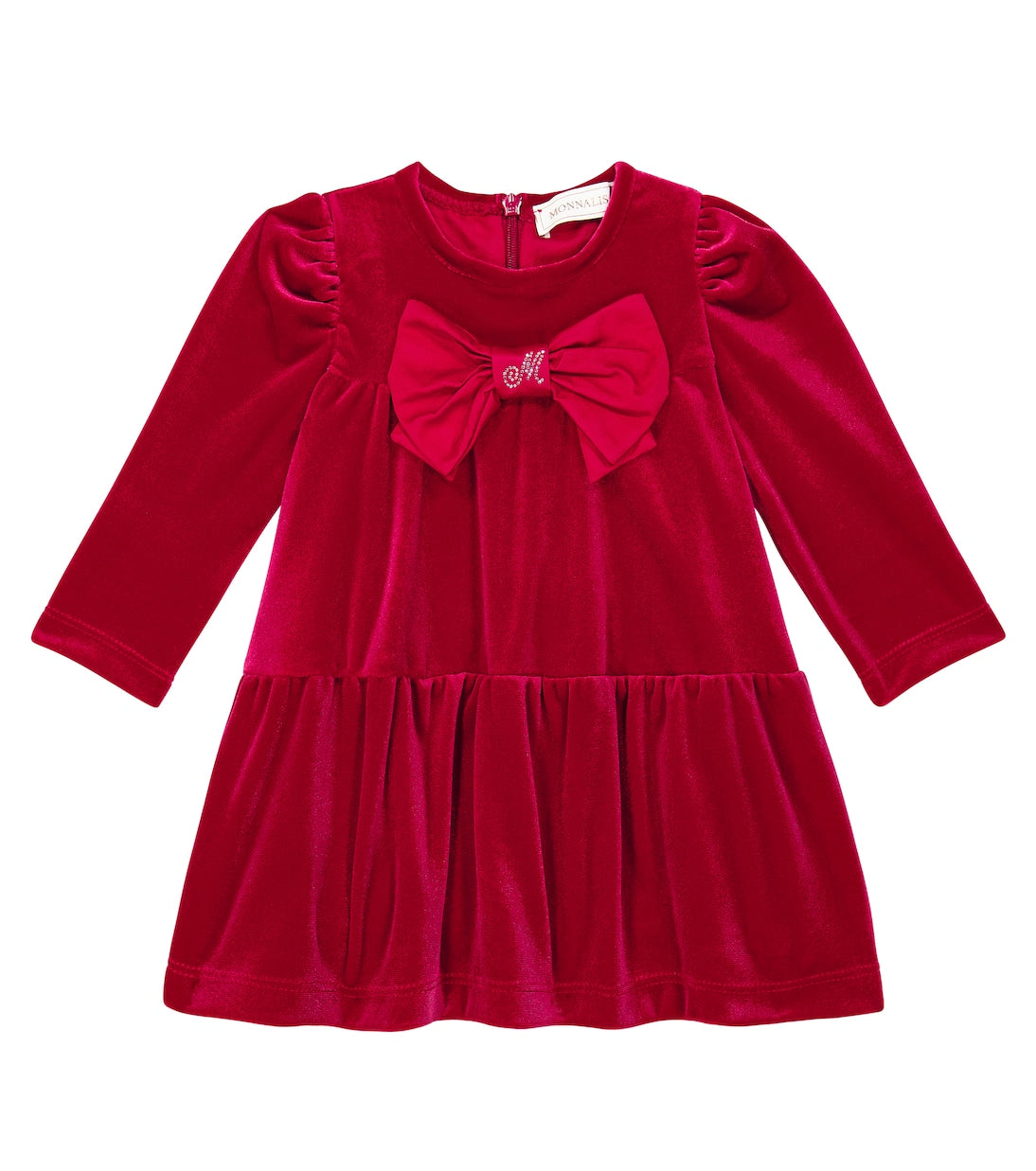 Children's velvet dress Monnalisa, red