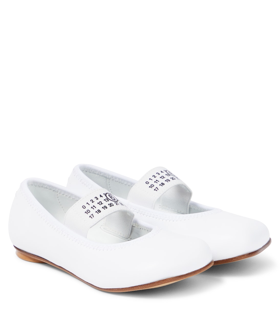 Leather ballet flats with Mm6 Maison Margiela logo, white