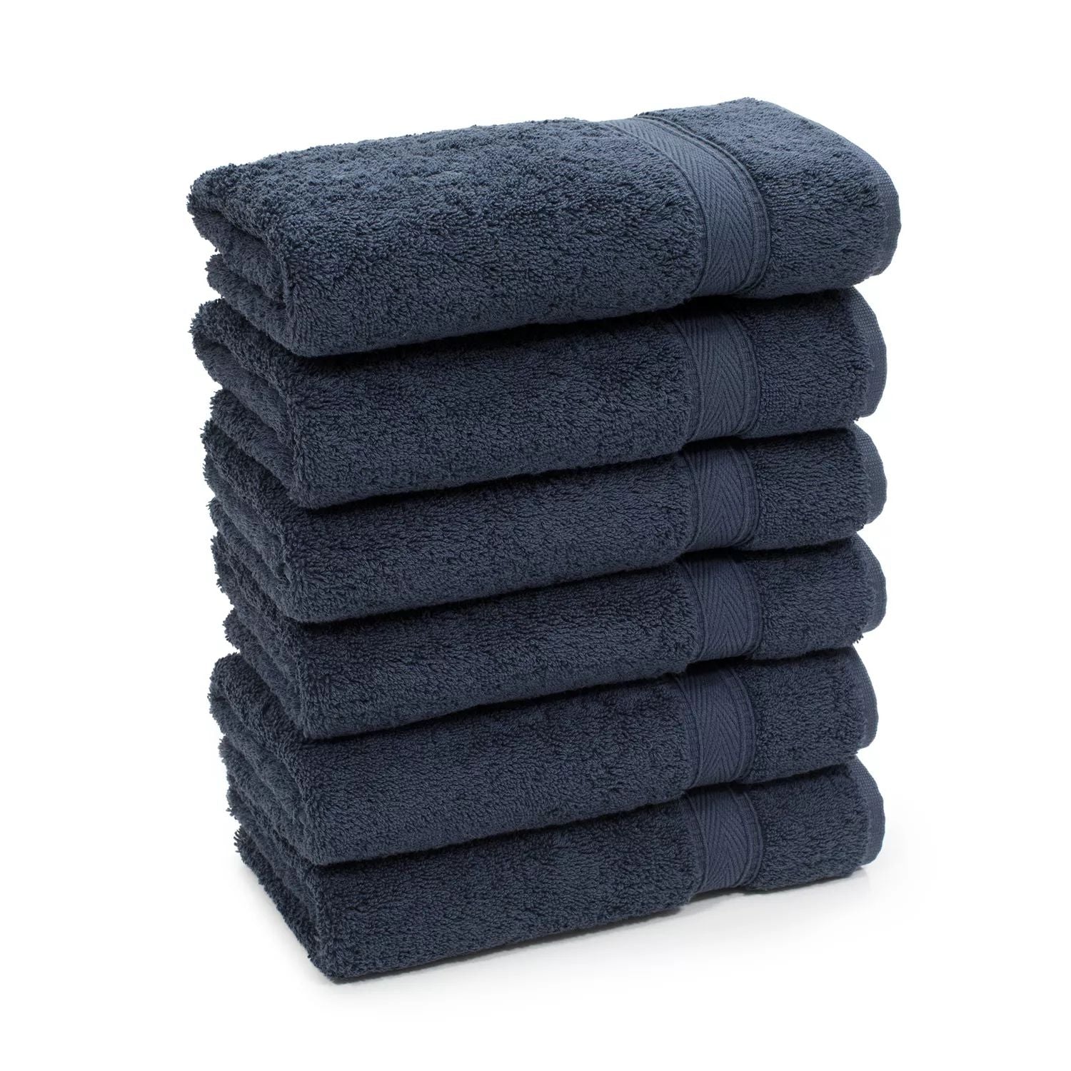 Linum Home Textiles Sinemis Turkish Cotton Terry Hand Towel Set, 6 Pieces dark gray