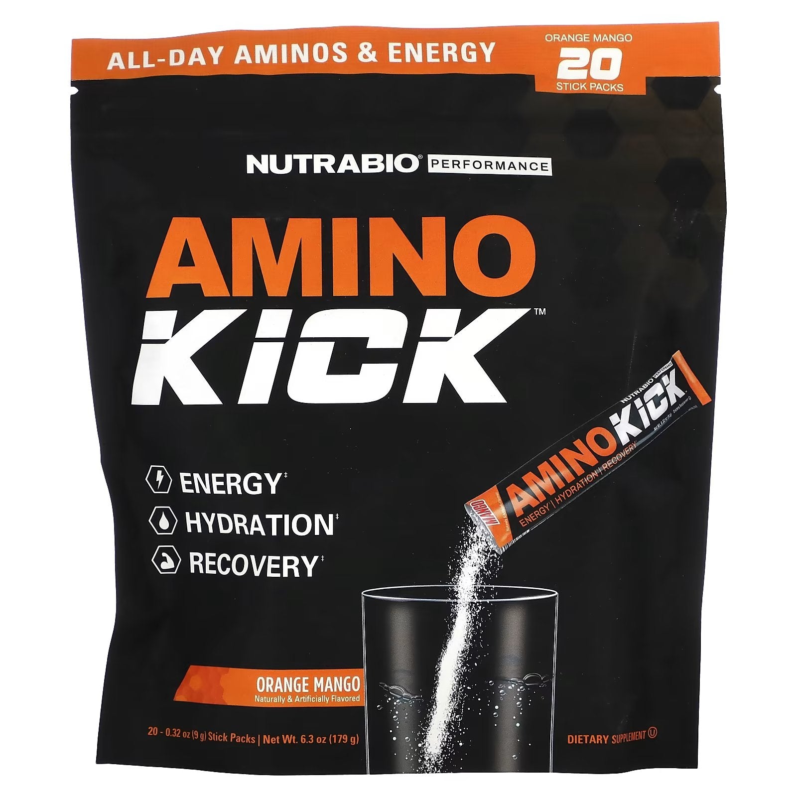 مكمل غذائي Nutrabio Labs Amino Kick، برتقال / مانجو