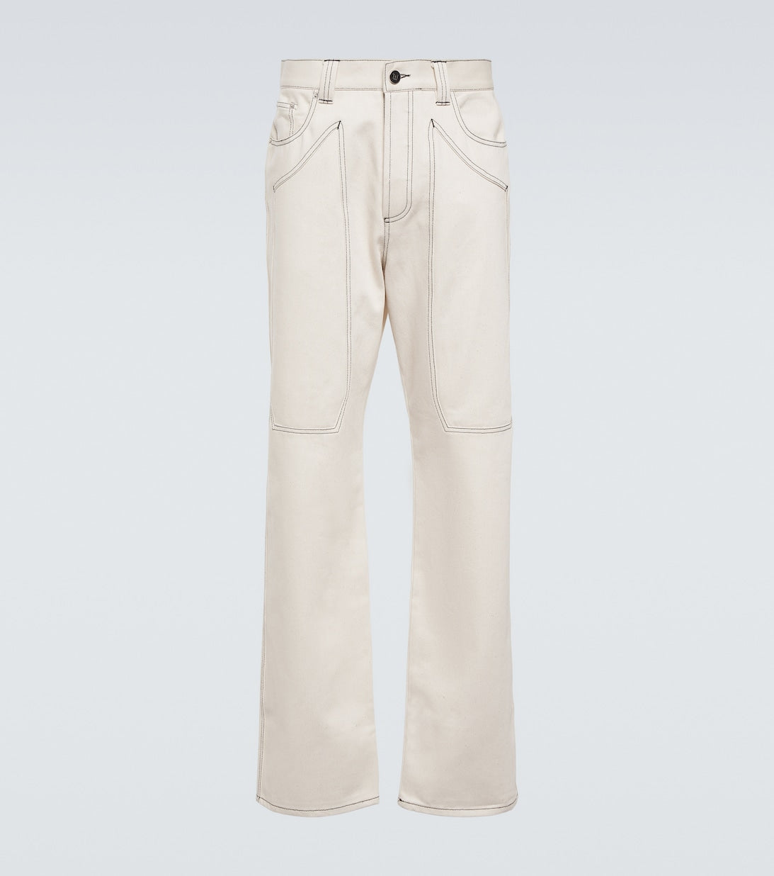 Winnie New York Straight Fit Cotton Paneled Pants, Neutral