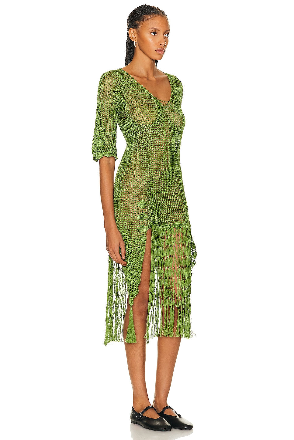 Bode Flint Dress in Apple Green