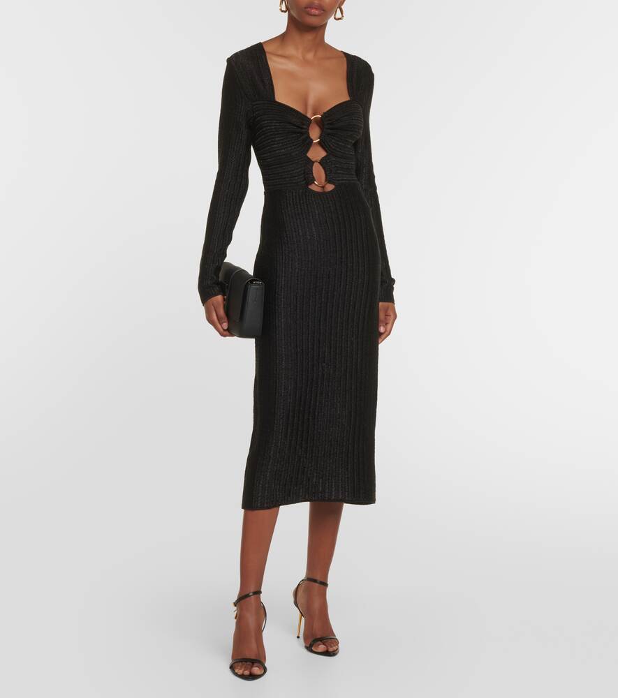 TOM FORD metallic cotton and wool midi dress, black