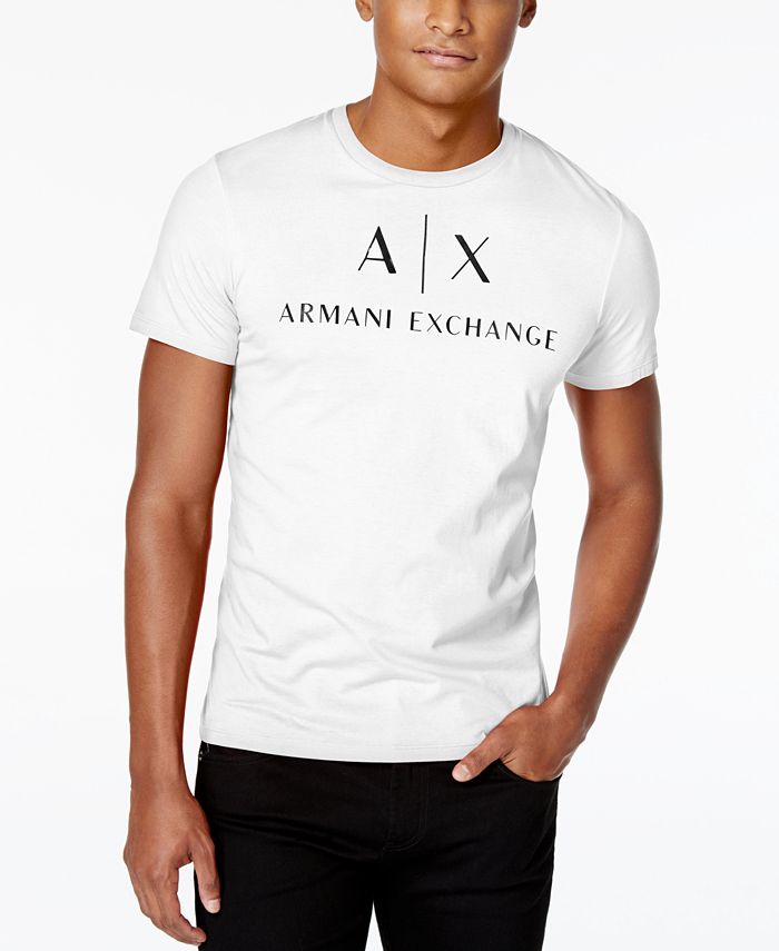 تي شيرت رجالي بشعار جرافيكي من Armani Exchange، باللون الأبيض