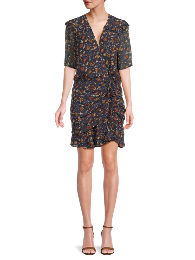 Veronica Beard Floral Dakota Mini Dress in Ink