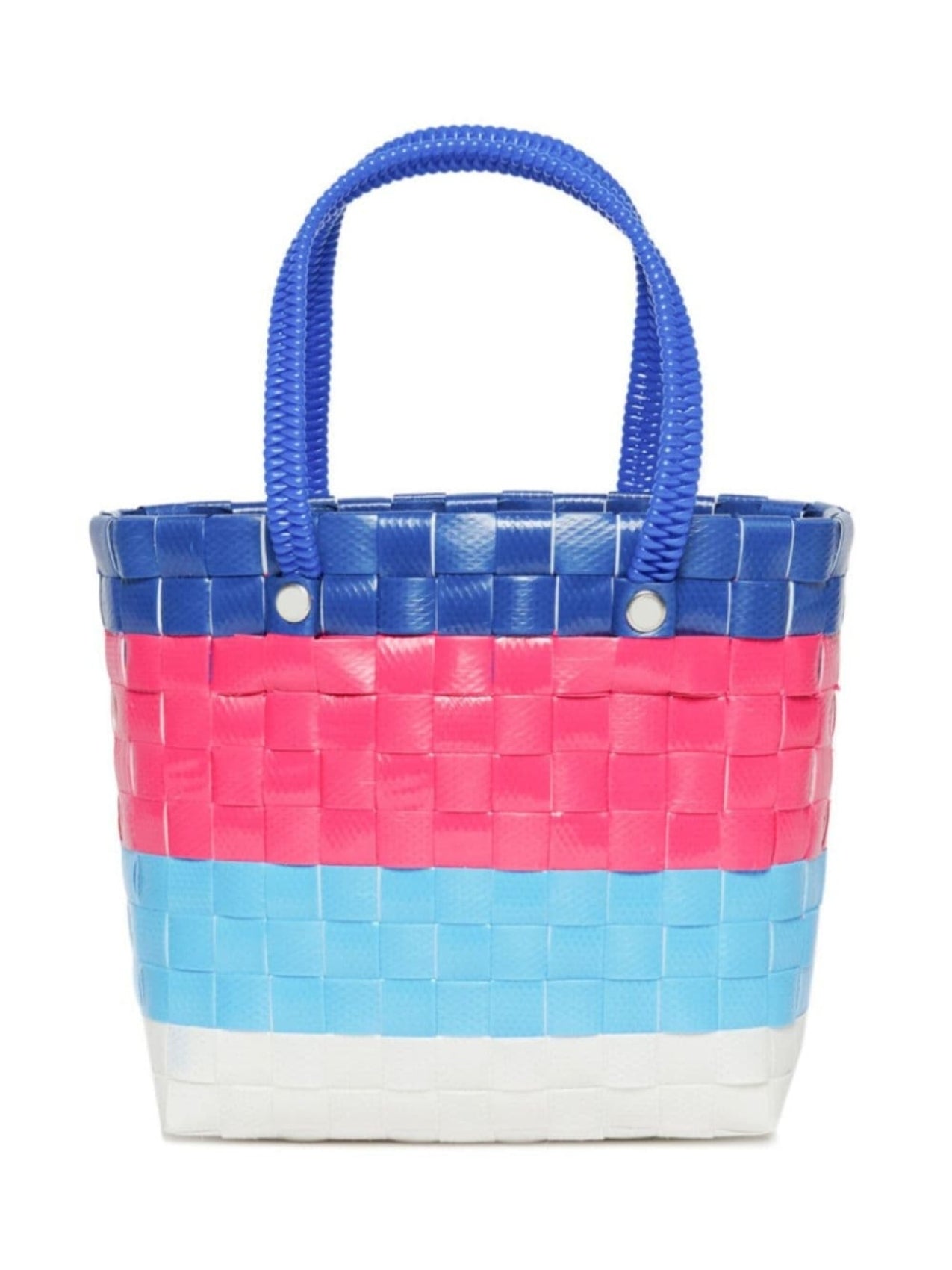 Marni Sunday Morning Woven Bag With Logo Patch, Blue