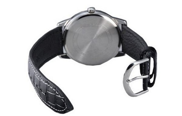 Casio Fashion Stylish Business Leather Strap Analog Watch 'Black Silver', black