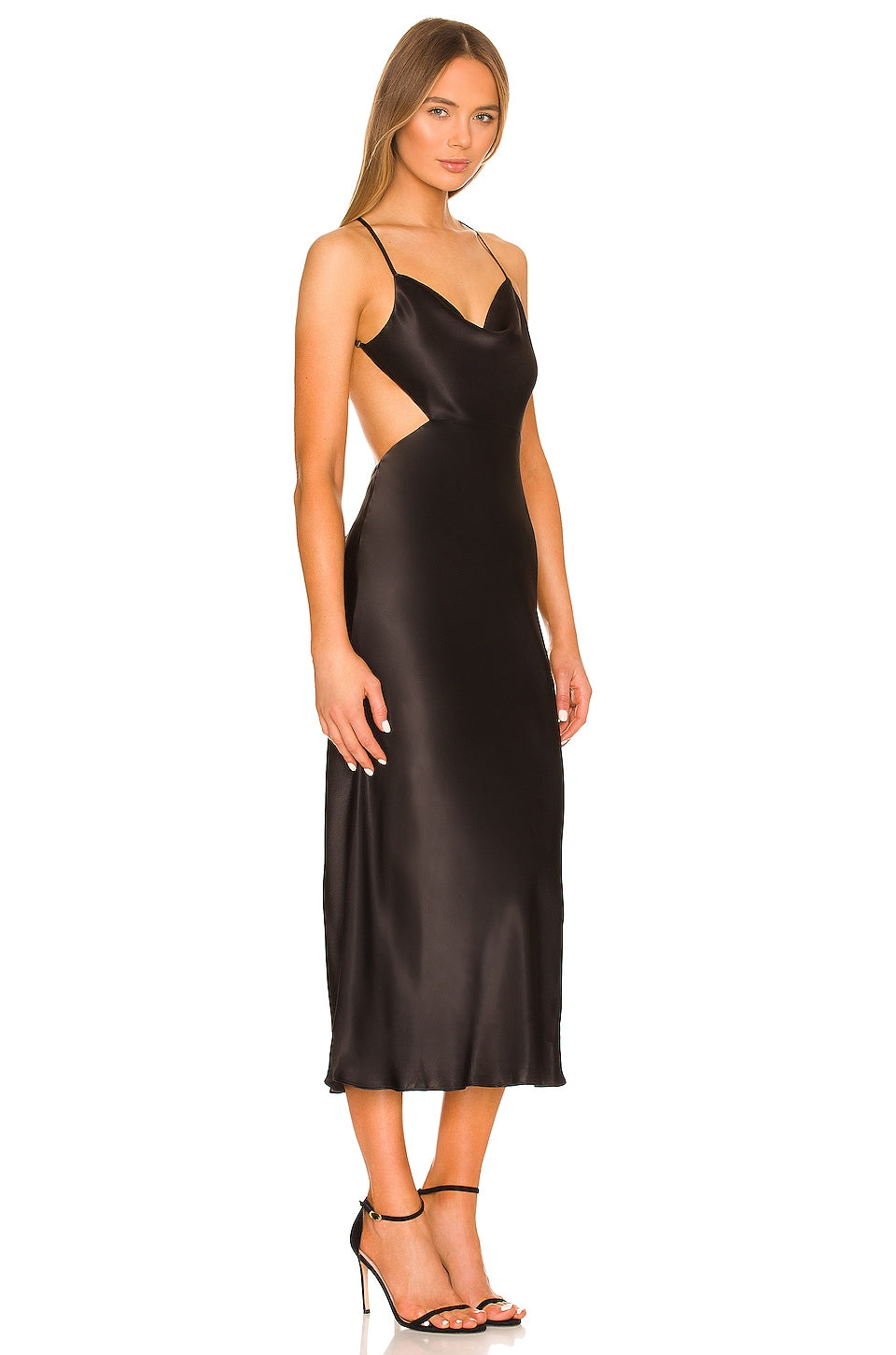 Shona Joy Thalia Bias midi dress, black