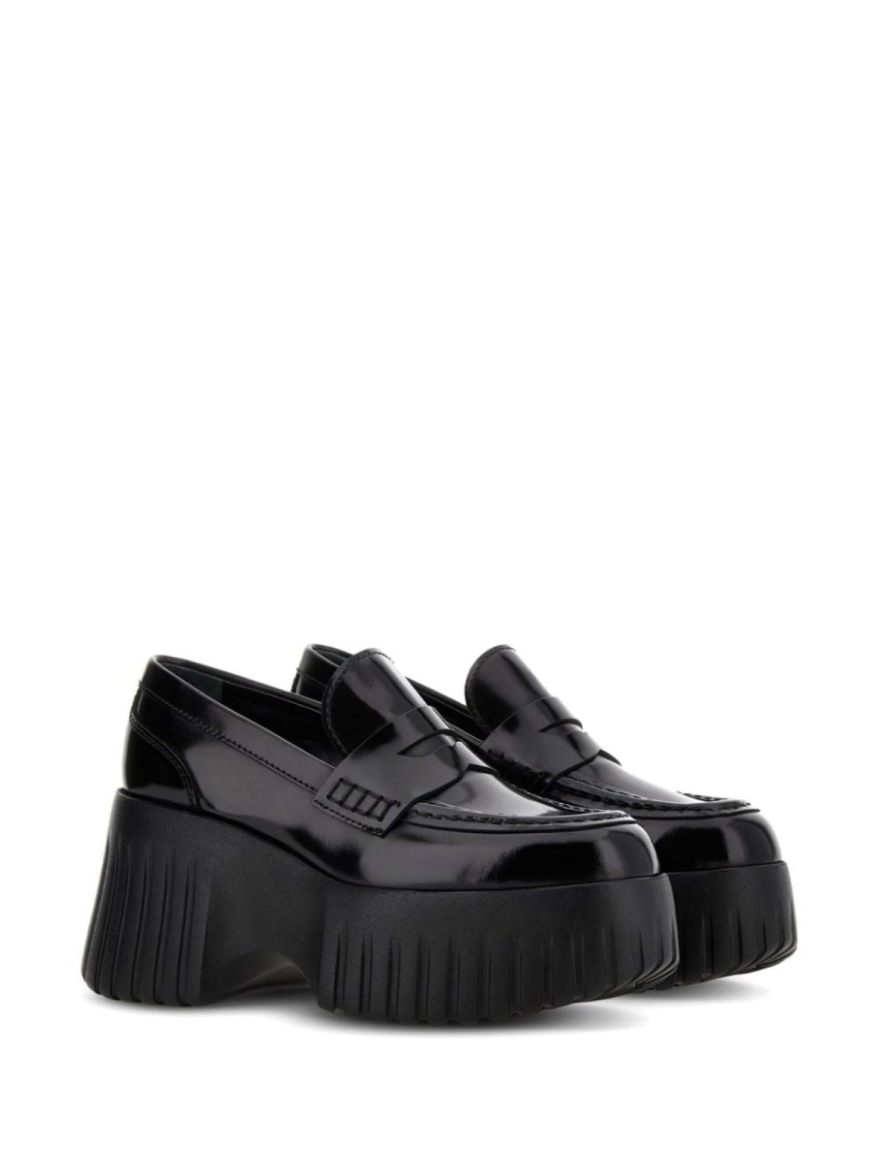 Hogan H-Stripes Platform Loafers Black