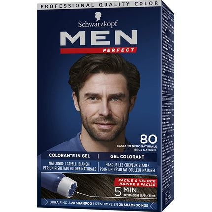 Men's perfect gel hair dye without ammonia N80 Natural Black Brown , Testanera