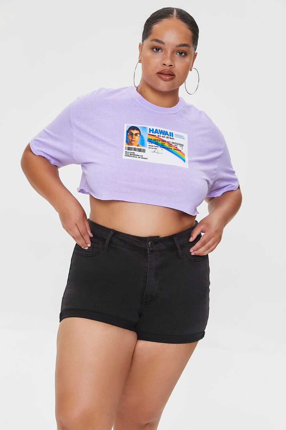 تي شيرت McLovin Plus Size Forever 21 Graphic، أرجواني