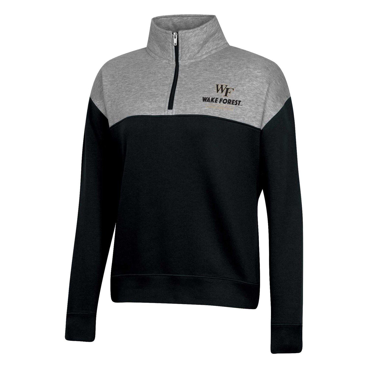 Champion Women's Black Wake Forest Demon Deacons Color Block Quarter Zip Sweatshirt