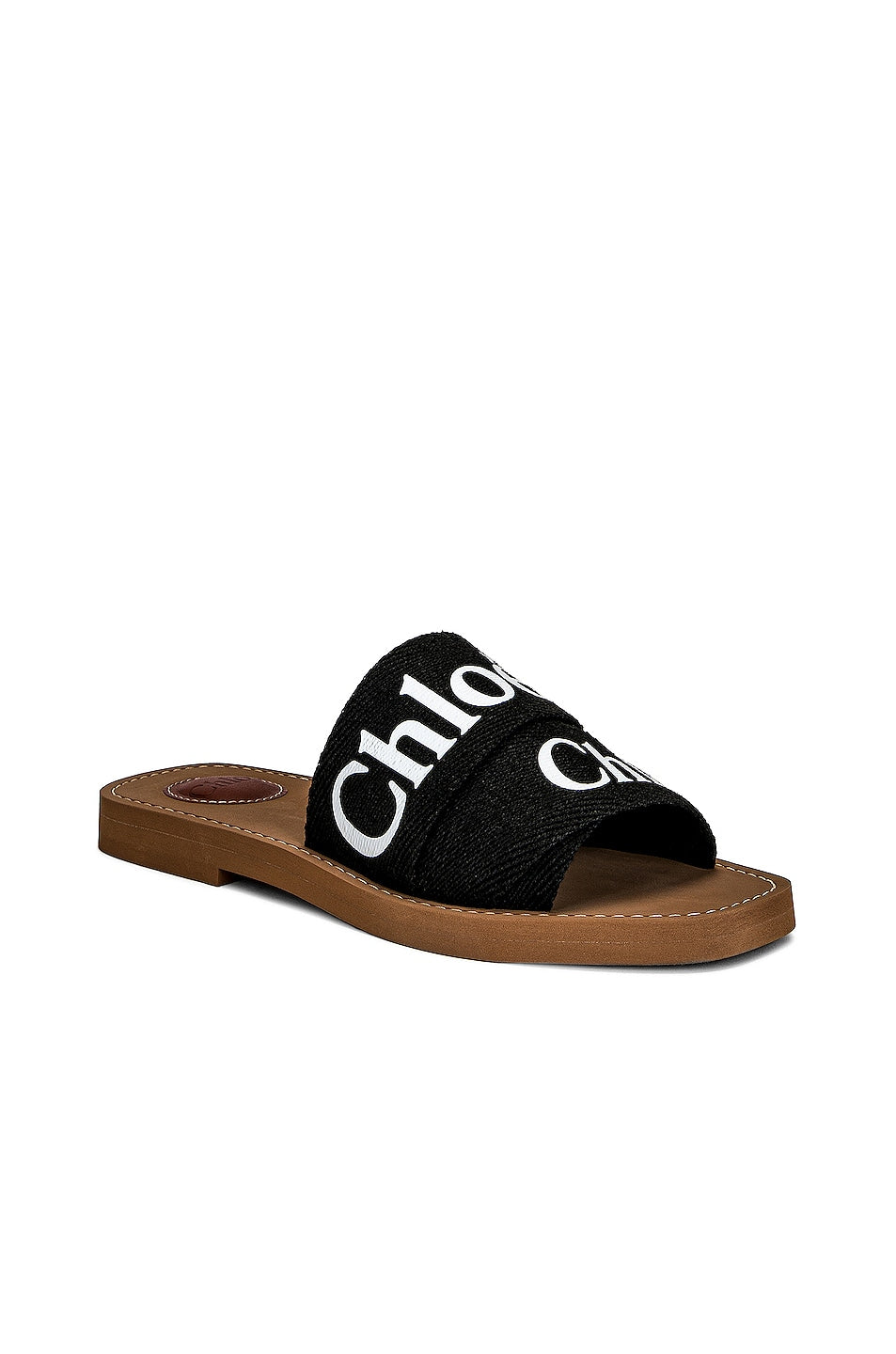 Chloe Woody Flat Slippers, black