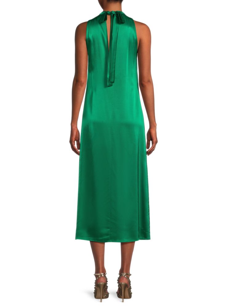 Pinko Satin Midi Slip Dress in Biscay Bay