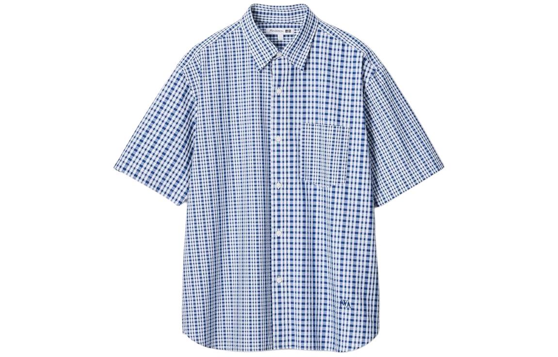 Jw Anderson Co-Branded Series Men's Shirt, Blue Uniqlo, Blue