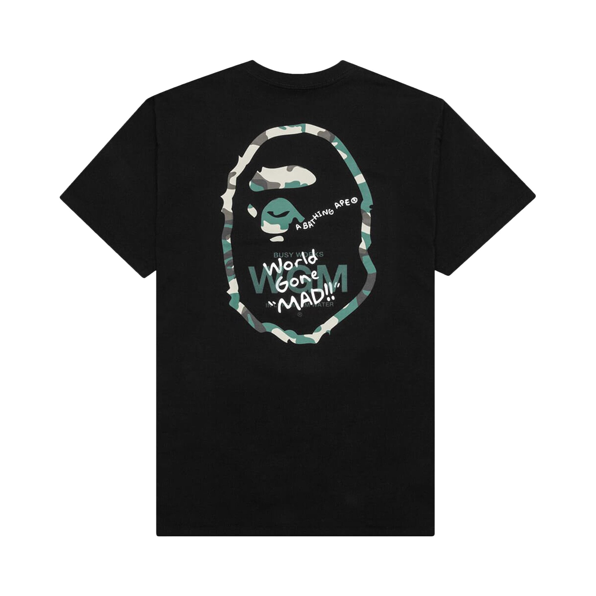 BAPE Woodland Camo WGM Monkey Head T-Shirt, Black