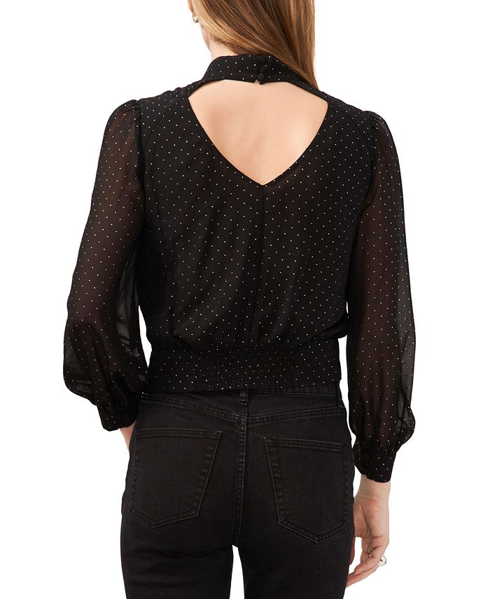 Women's chiffon blouse with stand-up collar 1TATE, black