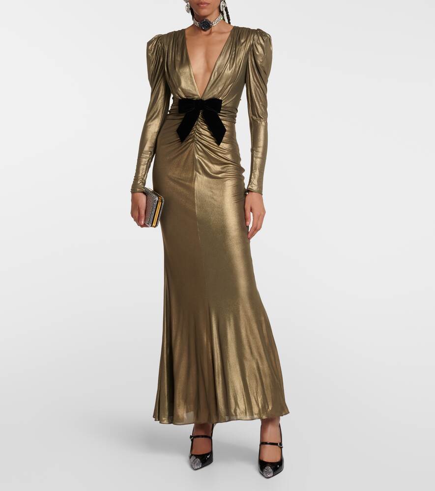 ALESSANDRA RICH Metallic Embellished Dress, Gold