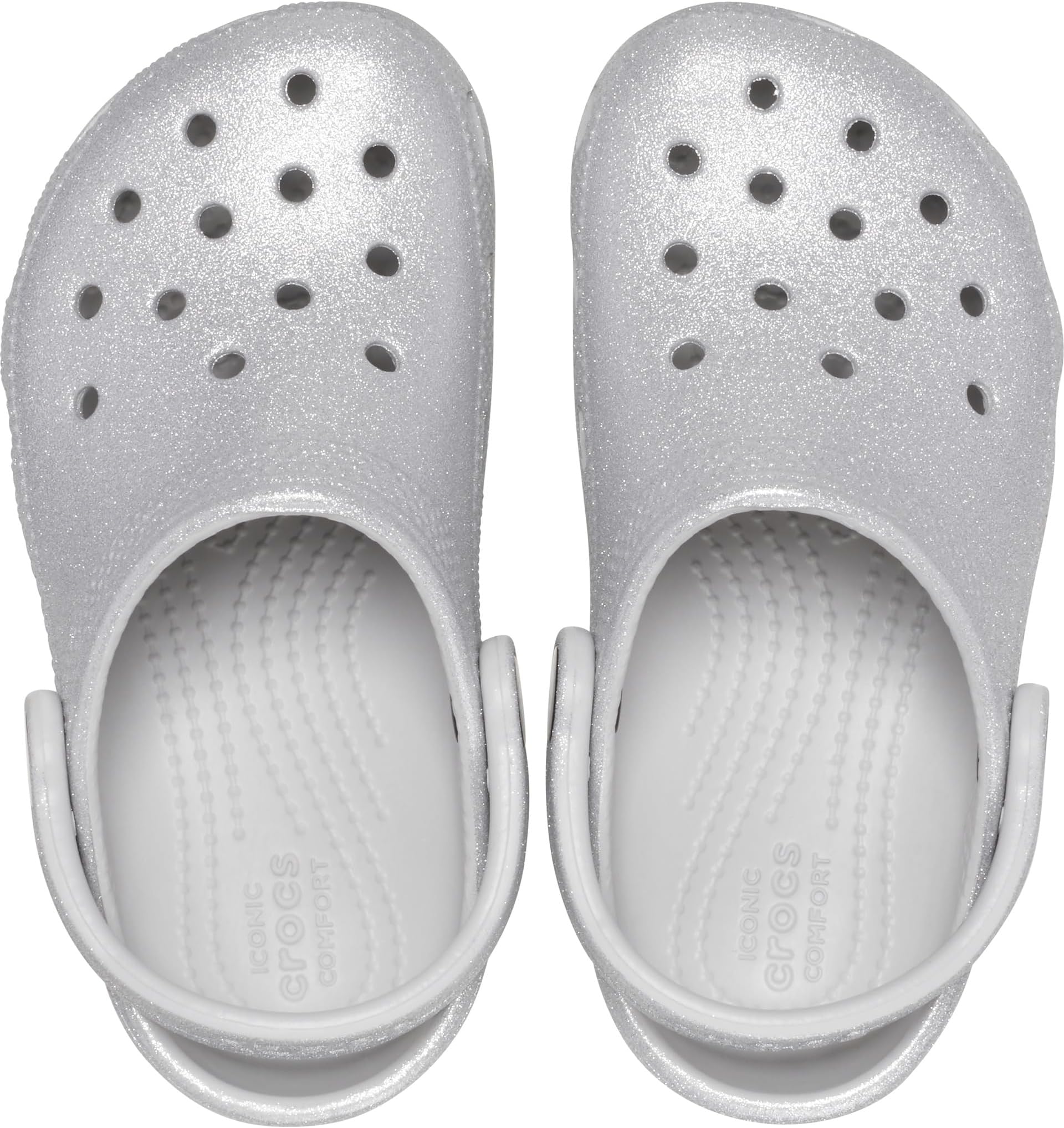 Classic Glitter Clog Crocs, Silver Glitter