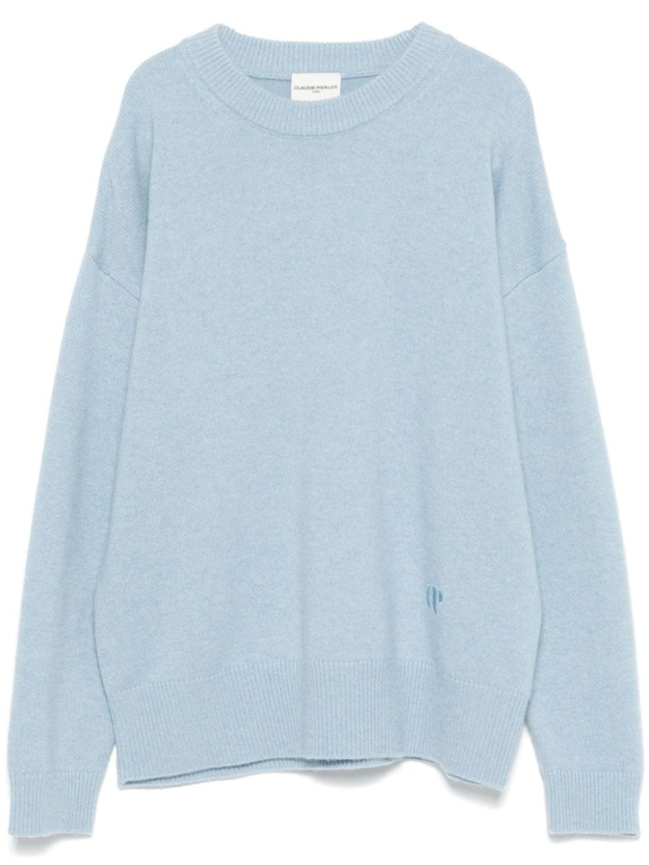 Cashmere sweater with embroidered Claudie Pierlot logo, blue