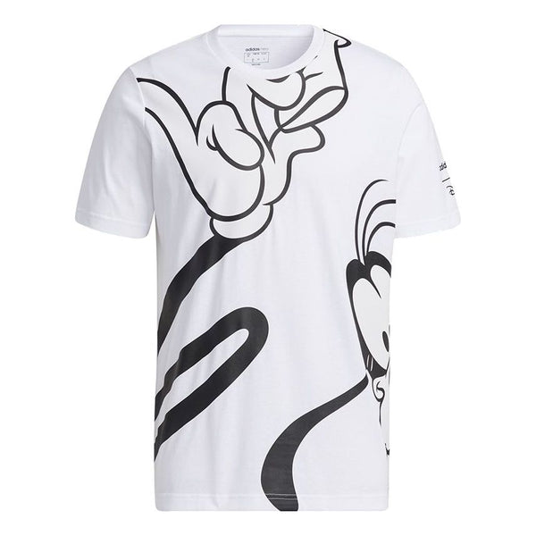 تي شيرت adidas neo x Disney U Mf Tee 1 Goofy Print بأكمام قصيرة للرجال باللون الأبيض، أبيض