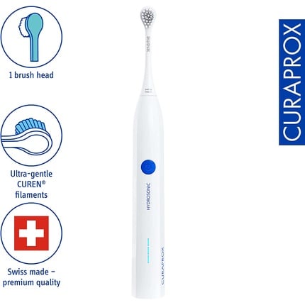 فرشاة الأسنان الكهربائية Hydrosonic Easy Toothbrush للبالغين مع 3 مستويات تنظيف، Curaprox